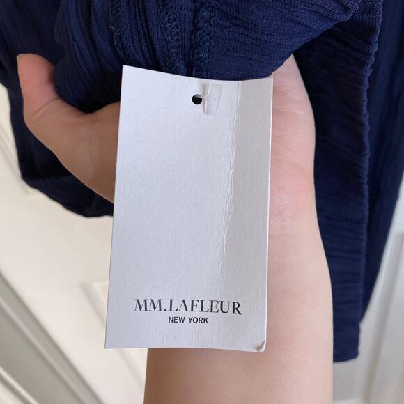 NWT MM LAFLEUR Oak Dress Aegean Blue Navy Crinkle Plus Size 20 New Office - Picture 9 of 11